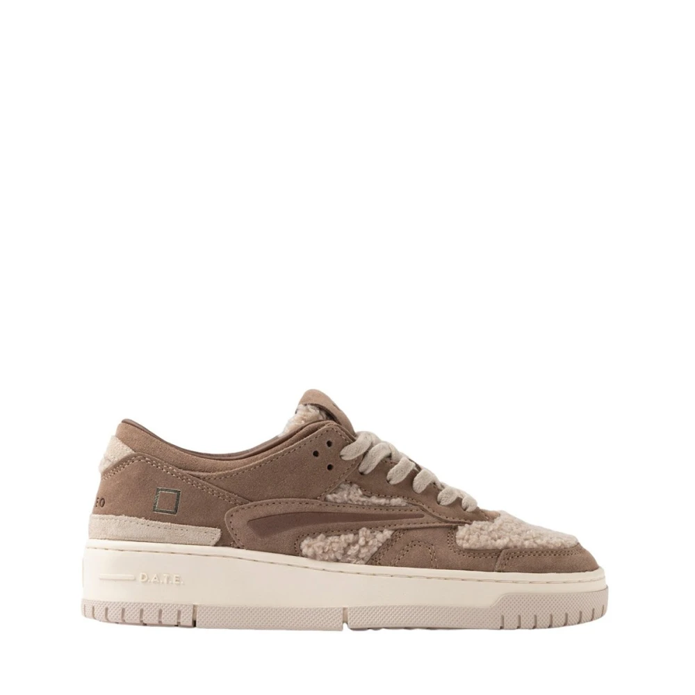 D.a.t.e. Teddy Sneakers met Leren Details Dames Schoenen Bruin