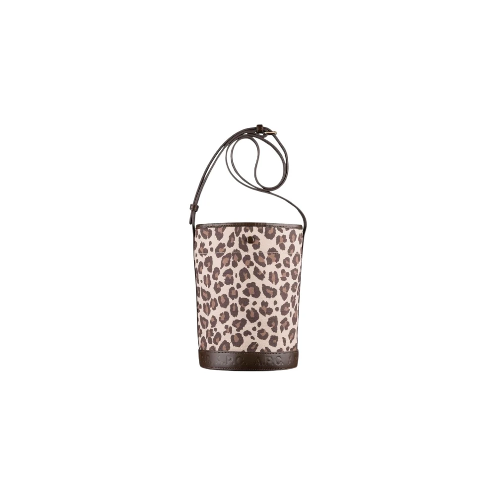 A.p.c. Leopardmönstrad Canvas och Läder Väska Multicolor, Dam