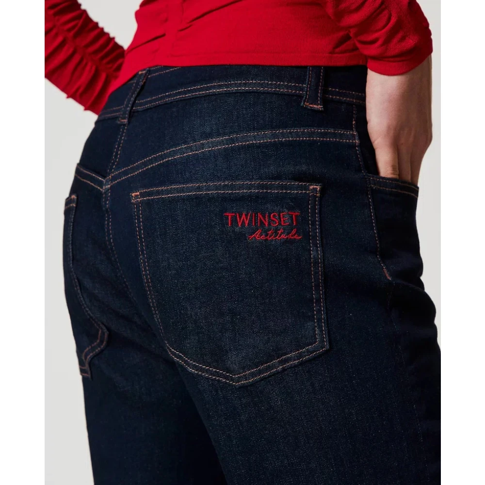 Twinset Jeans met omgeslagen zoom Black Dames