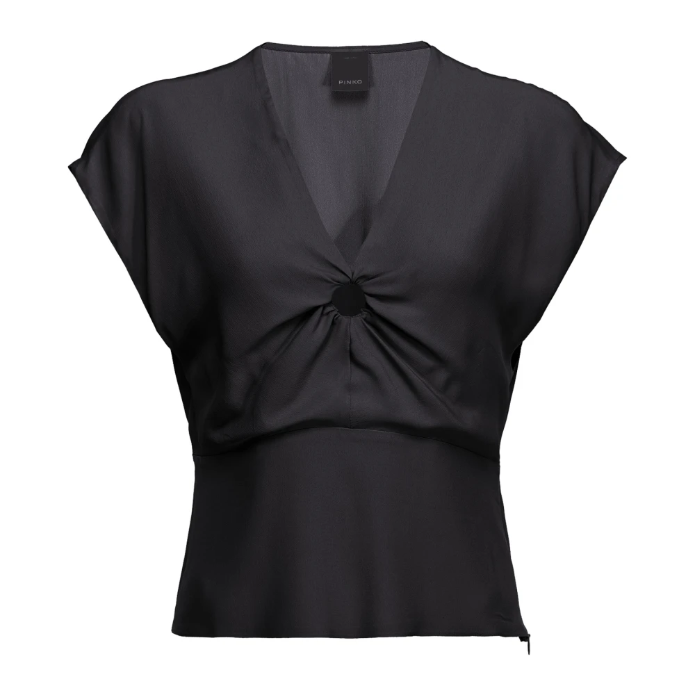 Pinko Women's Black Bitonto Crepe De Chine Blouse