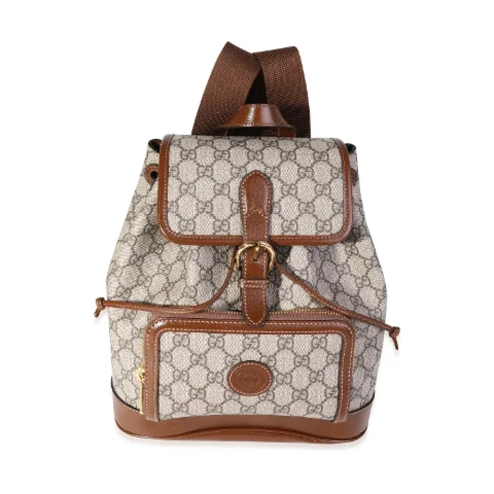 Gucci Vintage Pre-owned Coated canvas backpacks Brown Dames