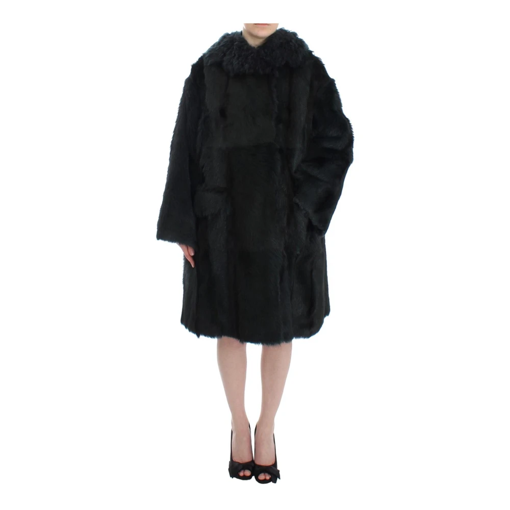 Dolce & Gabbana Women's Black Shearling Fur Jacket Coat