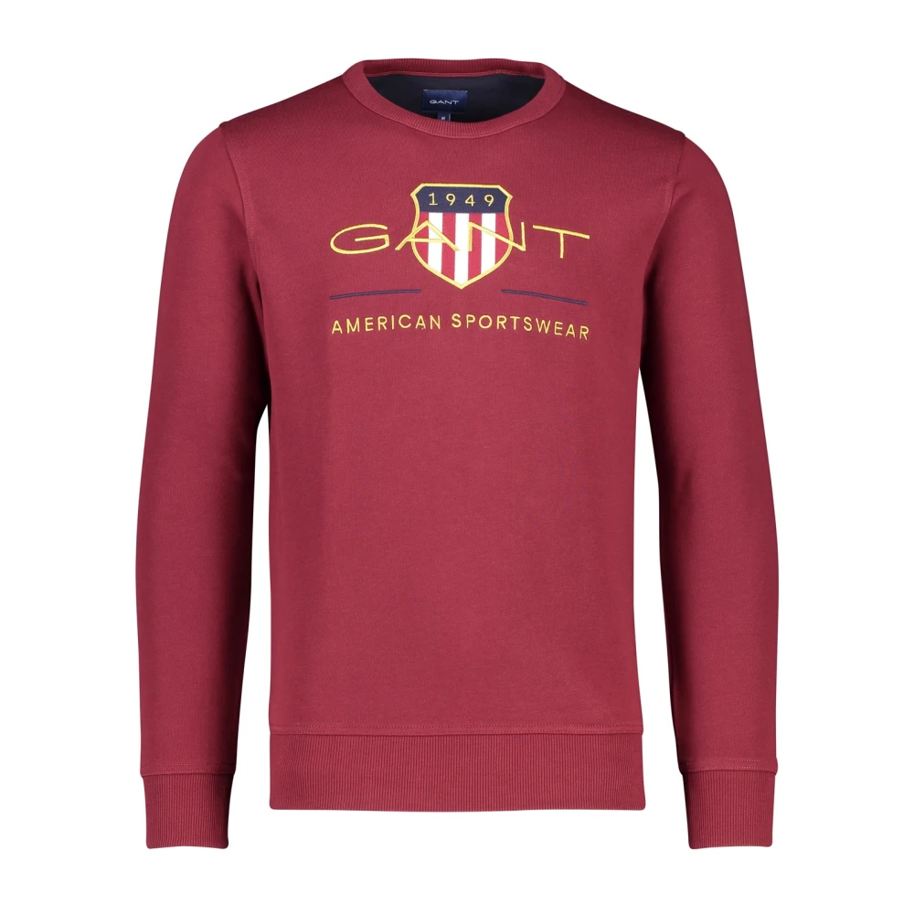 Gant trui ronde hals bordeaux effen katoen