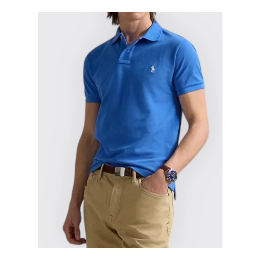 Polo Ralph Lauren Slim-Fit Piqué Polo Gebreid Blue Heren