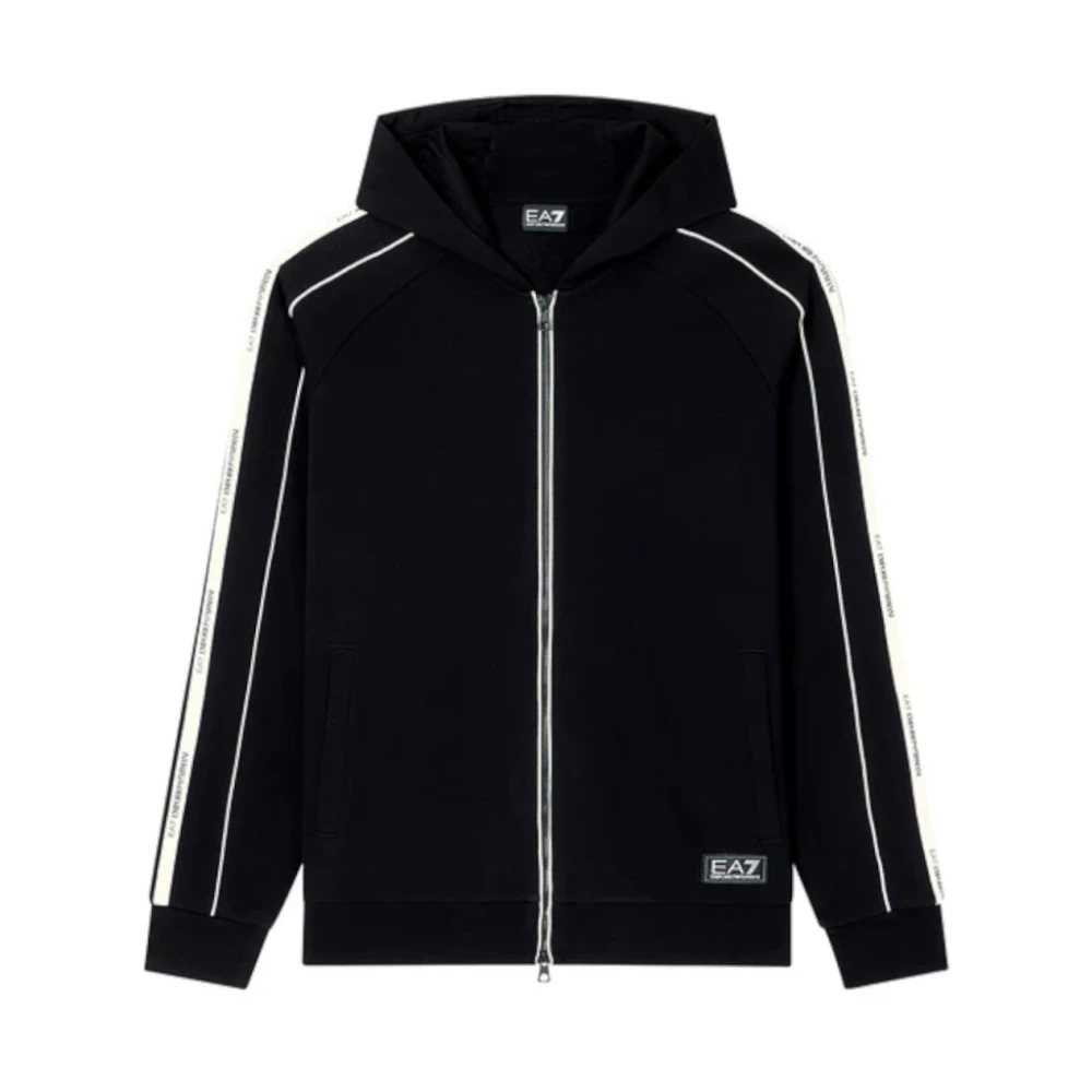 Emporio Armani Ea7 Homme Noir Sweatshirts Et Sweats À Capuche, Taille: S Sweat-Shirt Zippé À Capuche Logo Series