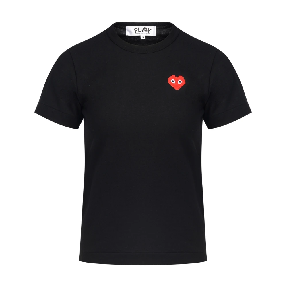 Comme des Garçons Play Zwarte T-shirt met rood hart patch voor dames Black Dames