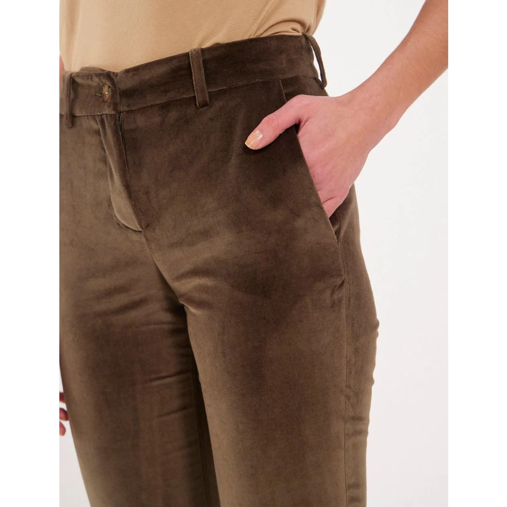 Ines De La Fressange Paris Donker Khaki Corduroy Broek Green Dames