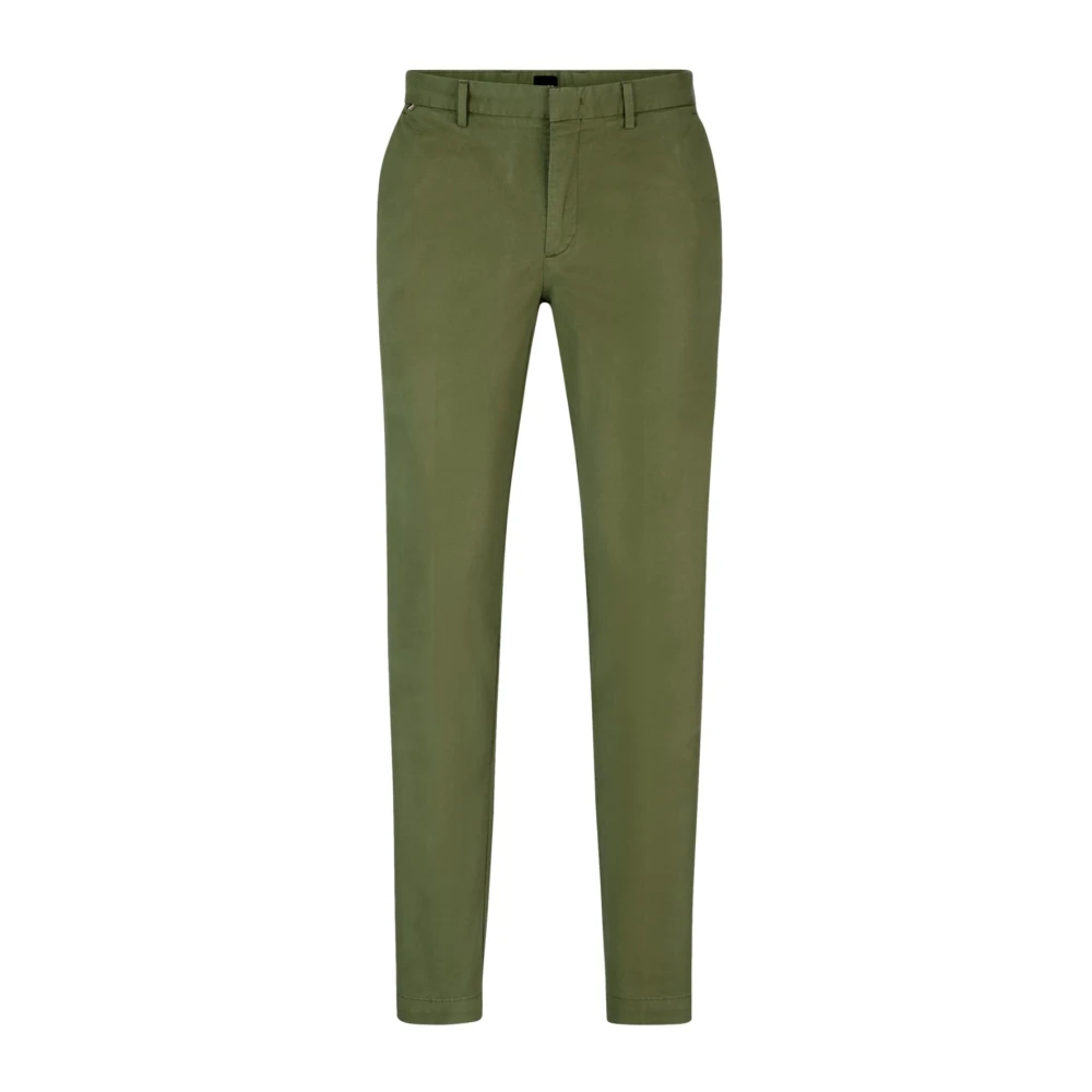 Hugo Men's Green Slim Fit Cotton Chino Trousers - Chinos - L - Trousers