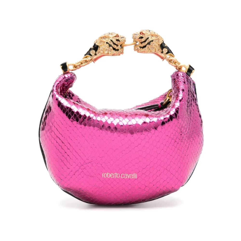 Roberto Cavalli Roze Tas met Tiger Head Motief en Top Handvat Pink Dames