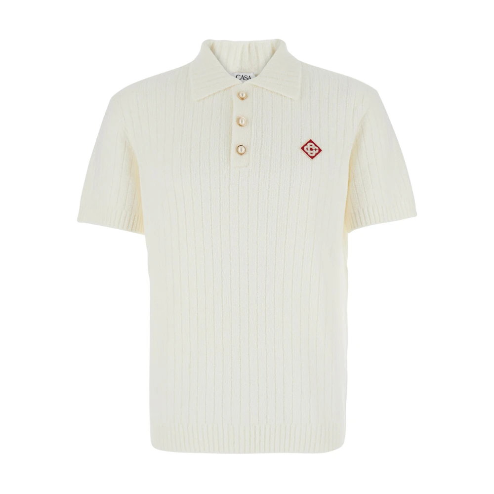 Casablanca Wit Poloshirt met Logo Borduursel White Heren