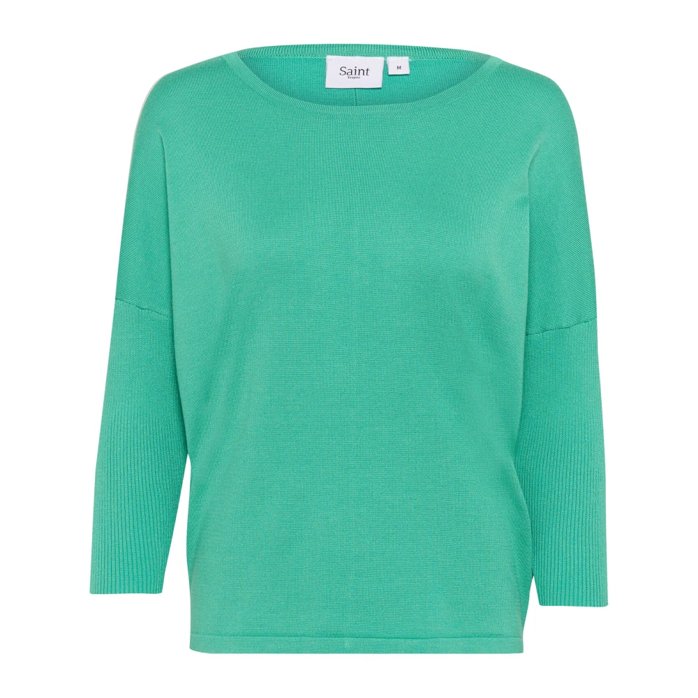 Saint Tropez Groene R-Neck Pullover Sweater Green Dames