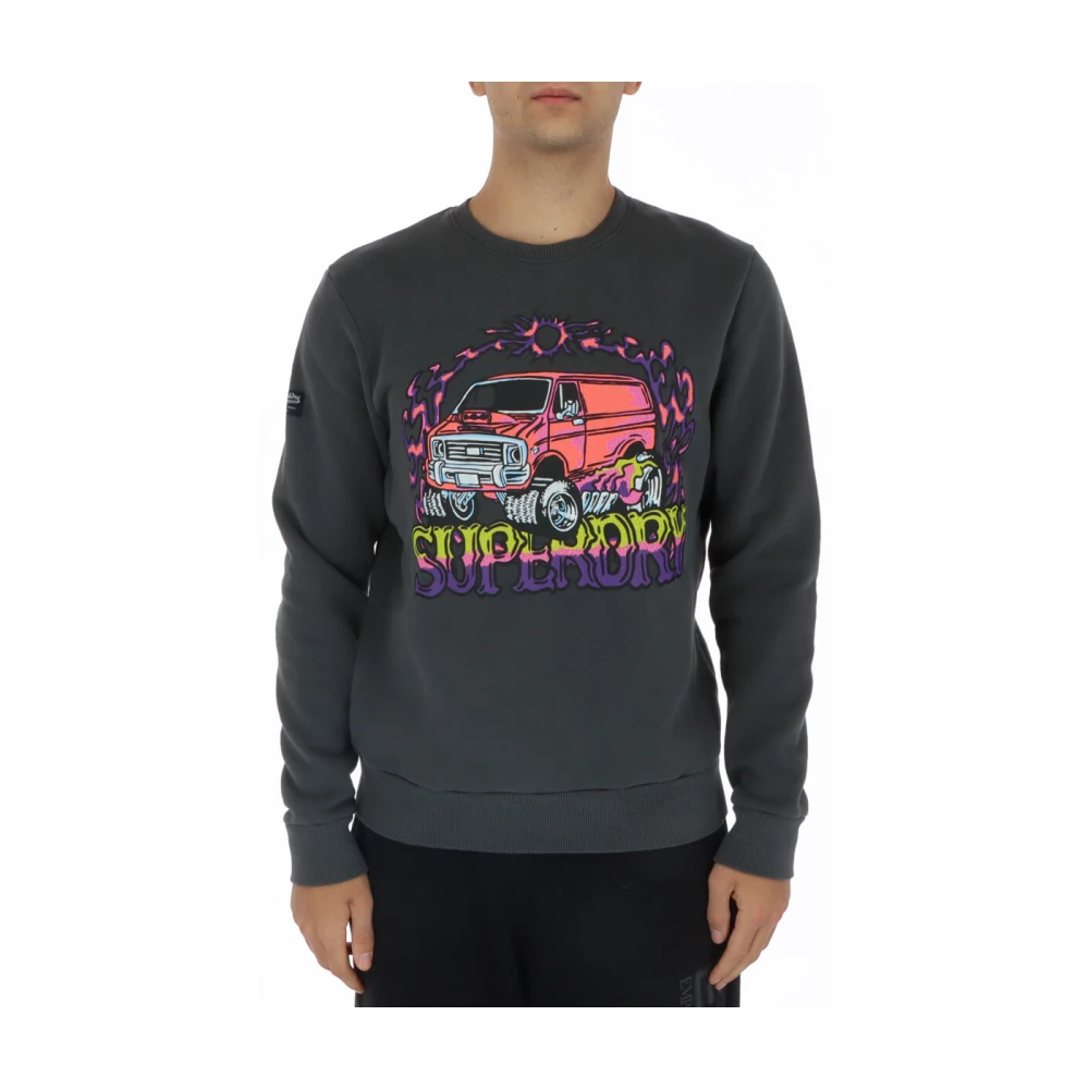 Superdry Grijze Bedrukte Sweatshirt met Ronde Hals Gray Heren