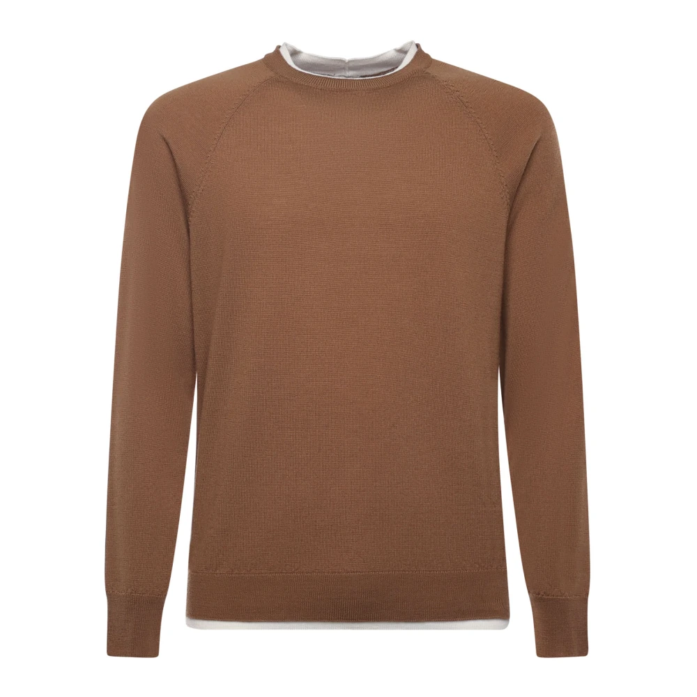 Eleventy Men's Brown Round-Neck Knitwear
