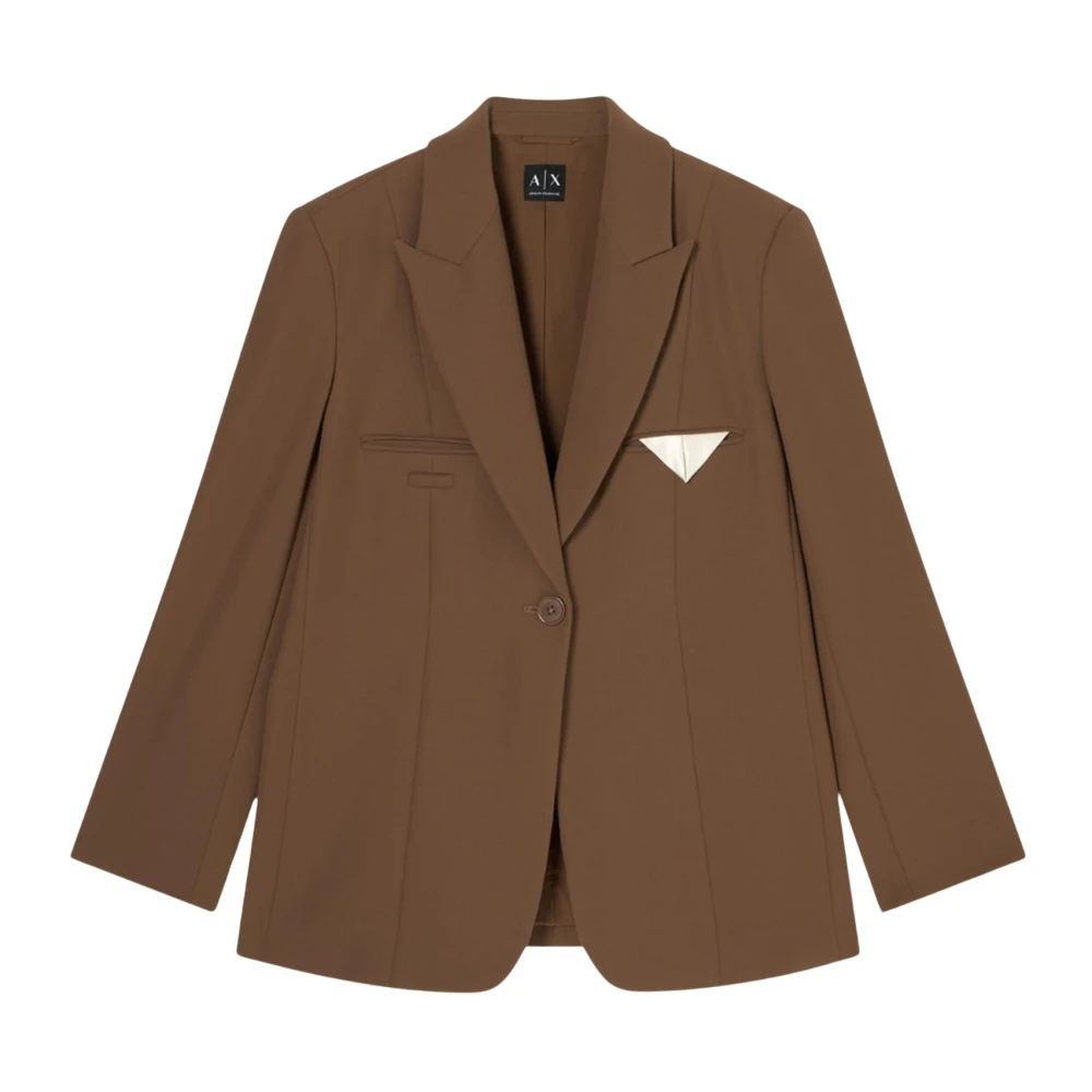 Armani Exchange Femme Marron Vestes, Brun, Taille: 34 Fr Blazer Monopetto Taschino Revers Classici