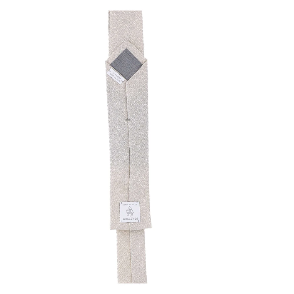Eleventy Beige Wol Linnen Zijden Stropdas Beige Heren