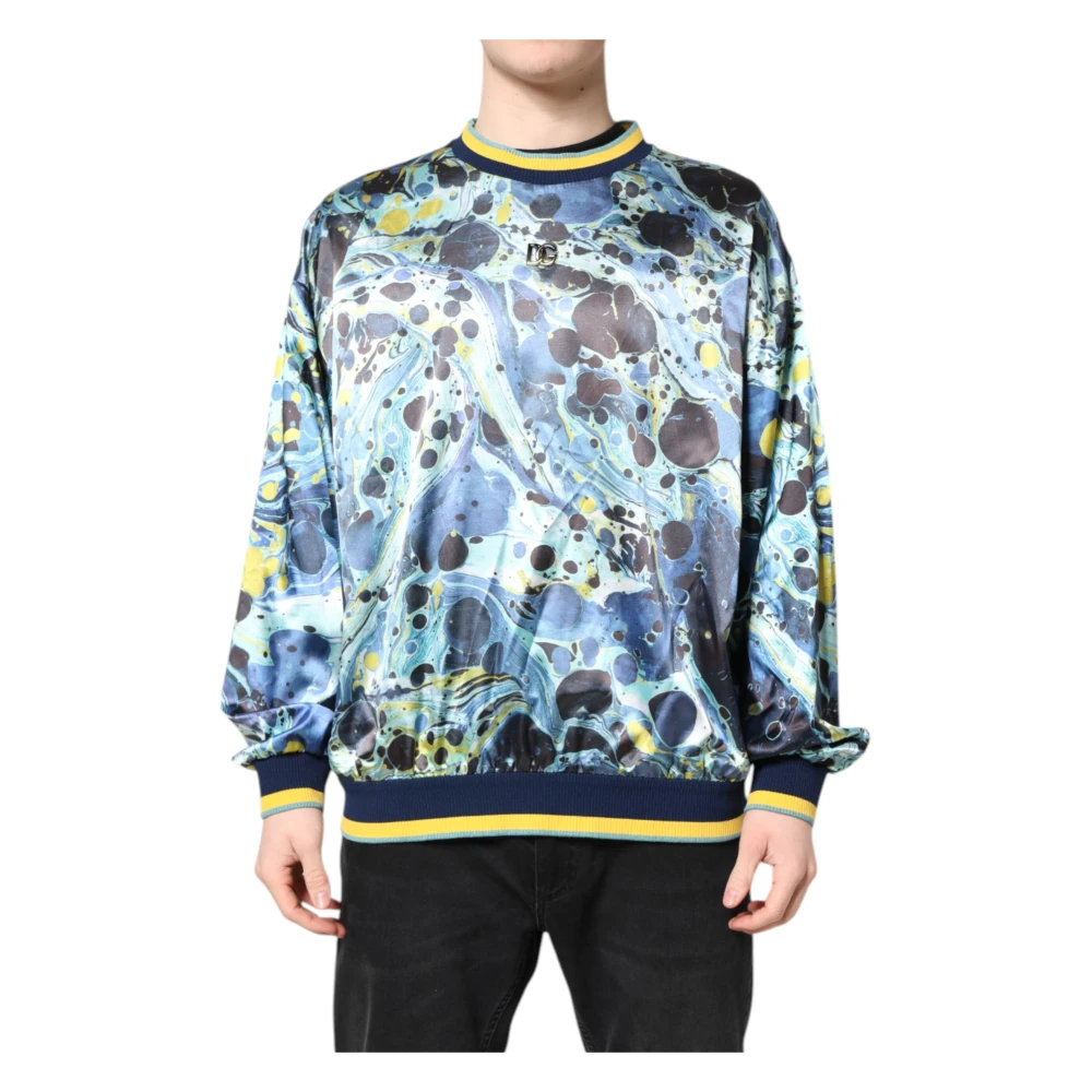 Dolce & Gabbana Men's Multicolor Marble Print Pullover Sweater