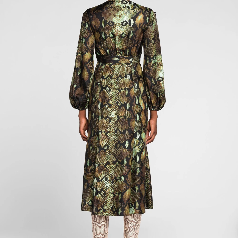 Roberto Cavalli Python-Print Omslagjurk met Tiger Tooth Multicolor Dames