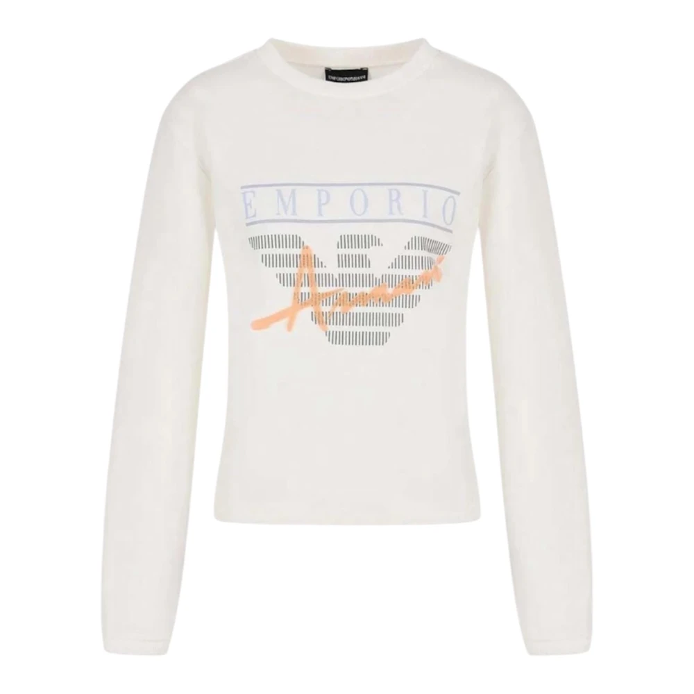 Emporio Armani Katoenen Sweatshirt met Multicolor Logo White Dames