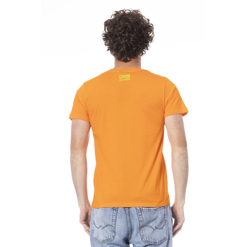 Cavalli Class Logo Print Korte Mouw T-shirt Orange Heren
