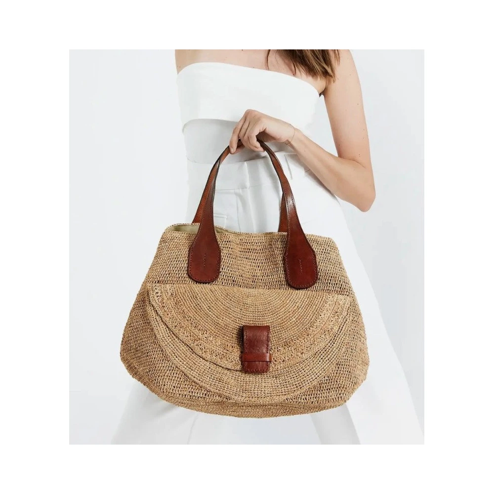 Ibeliv Raphia Theezakje met Leren Handvatten Multicolor Dames