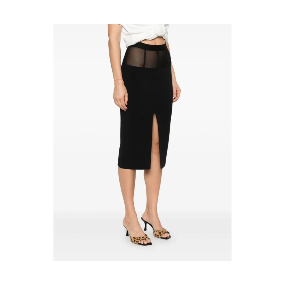 Elisabetta Franchi Zwarte Rok met Doorzichtige Panelen Black Dames