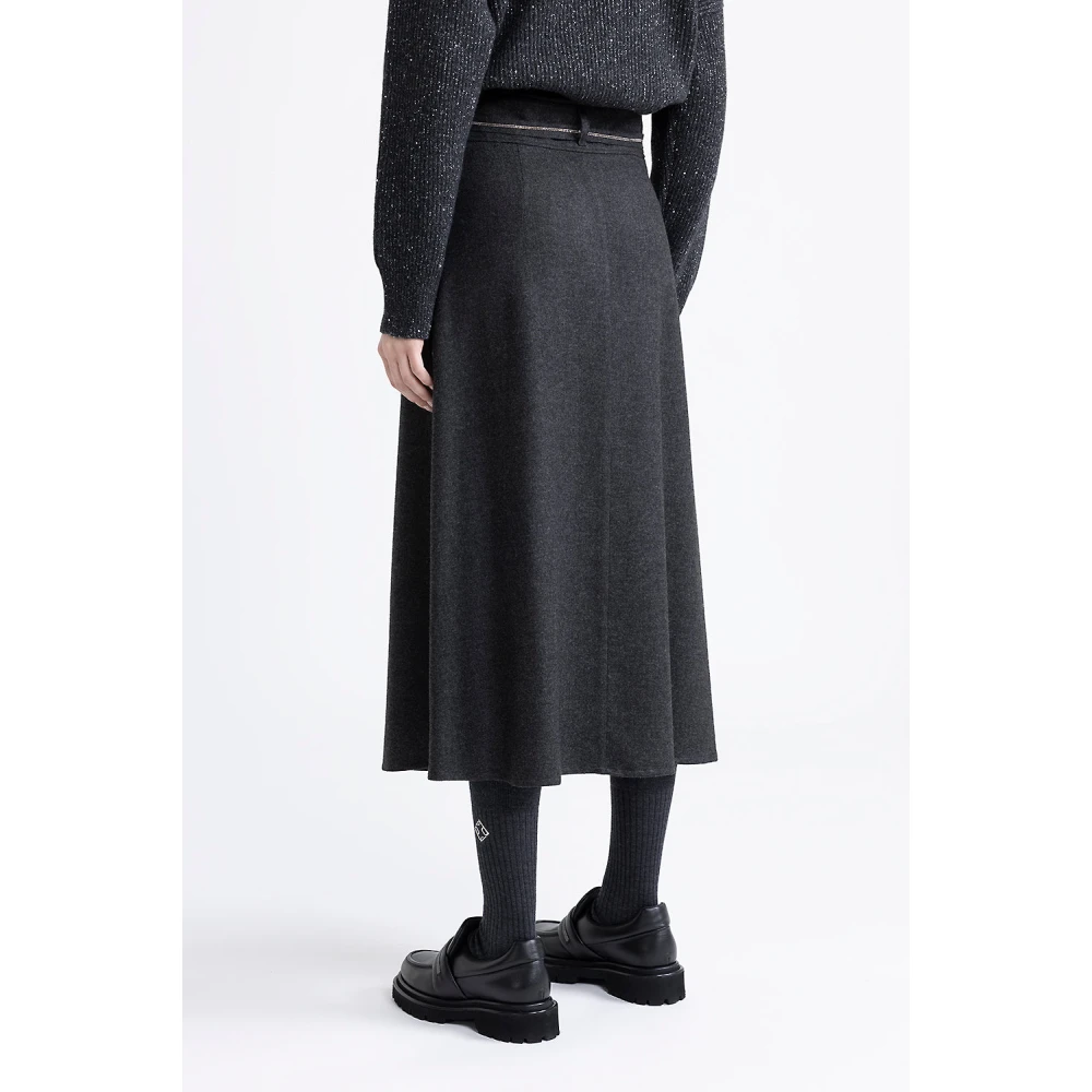 PESERICO Viscose en wol flanellen midi-rok Gray Dames