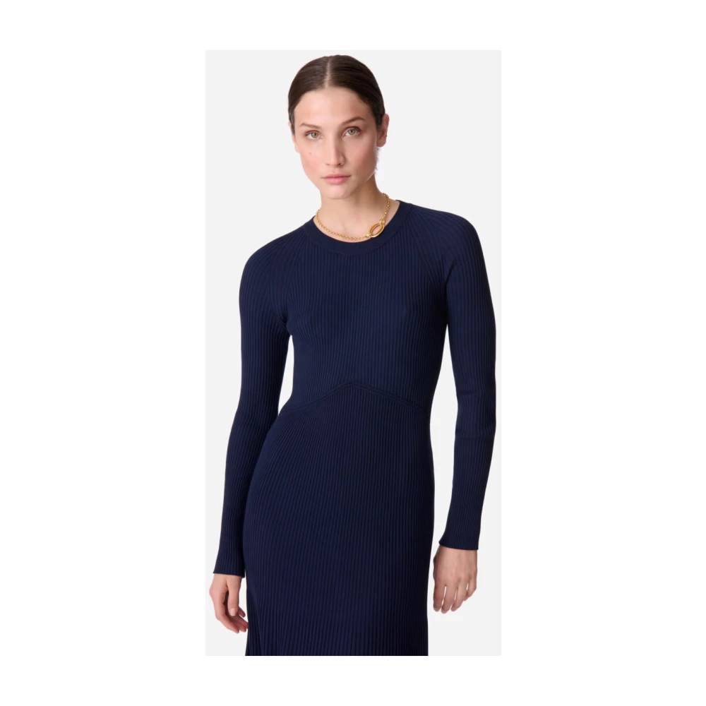 Vanessa Bruno Navy Blauwe Gebreide Jurk Elegante Stijl Blue Dames