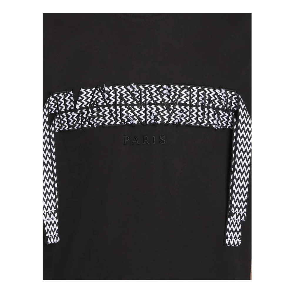 Lanvin Zwart T-shirt met Curb kant Black Heren