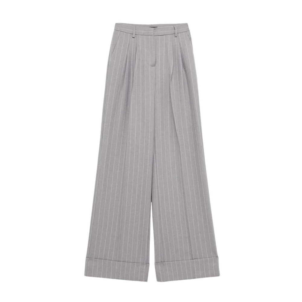 Andamane Nathalie Pinstriped Hoge Taille Broek Gray Dames