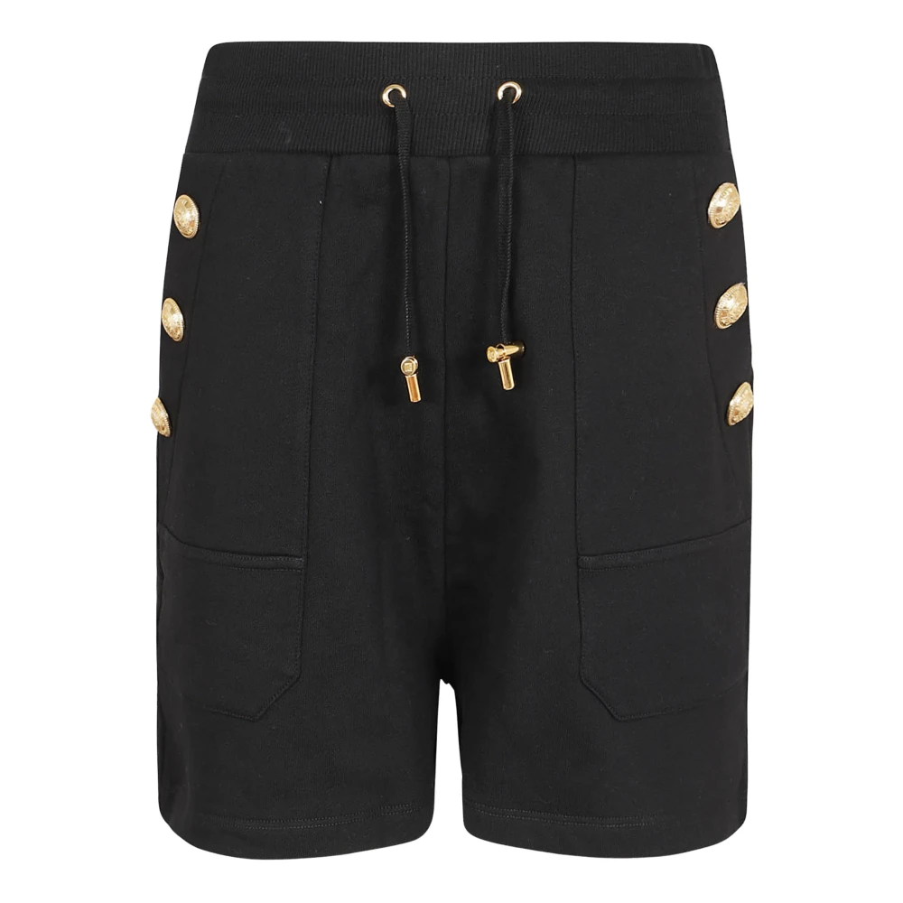 Balmain 6-knoops gebreide shorts Black Dames