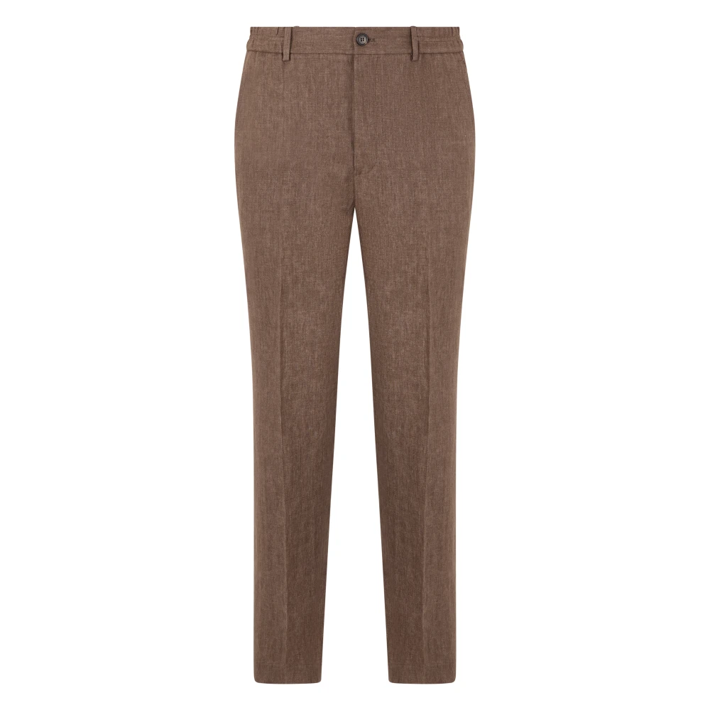 Slowear Mannelijk Bruin Broeken Heren, L, Linnen, Taps Toelopende Linnen Broek