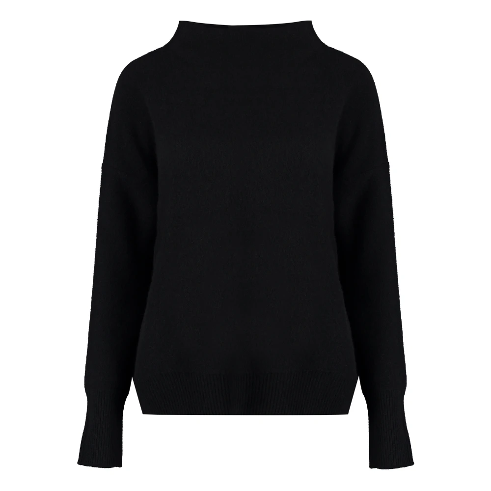 Vince Black Cashmere Knitwear, Female, L, Plush Cashmere Funnel-Neck Jumper