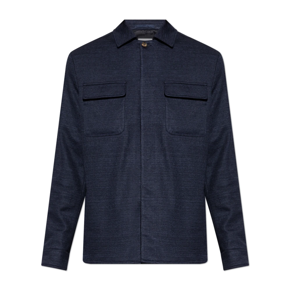 Eleventy Men's Blue Shirt With Pockets - Light Jackets - Xl - Jackets