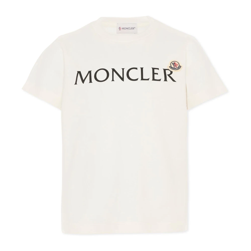 Moncler Boys Beige Kids Short Sleeve T-Shirts, 6 Y, Short Sleeves Logo T-Shirt