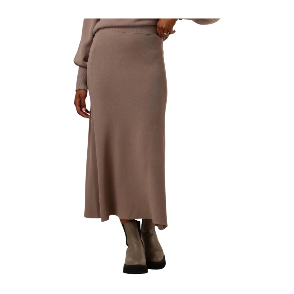 Y.A.S Bruine Gebreide Maxi Rok Brown Dames