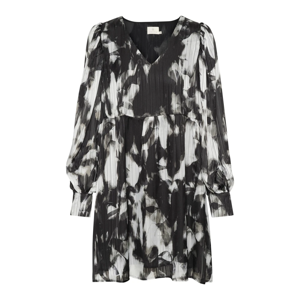Kaffe Zwart Grijs Wazige Grafische Jurk Black Dames