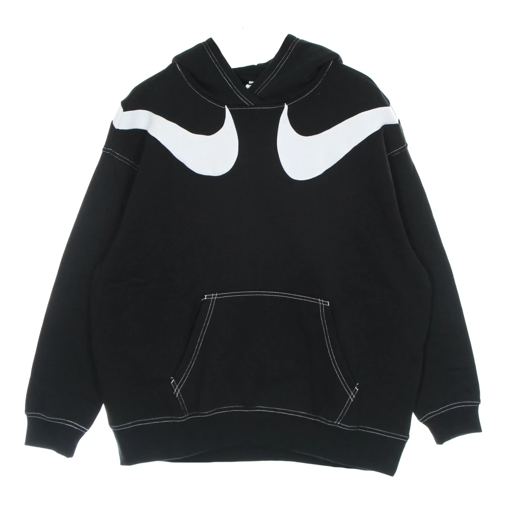 Nike Zwarte Fleece Hoodie met Swoosh Logo Black Dames