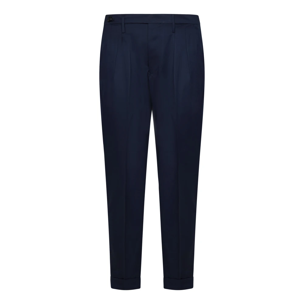 Michael Coal Blauwe Slim-Fit Dubbelgeplooide Broek Blue Heren