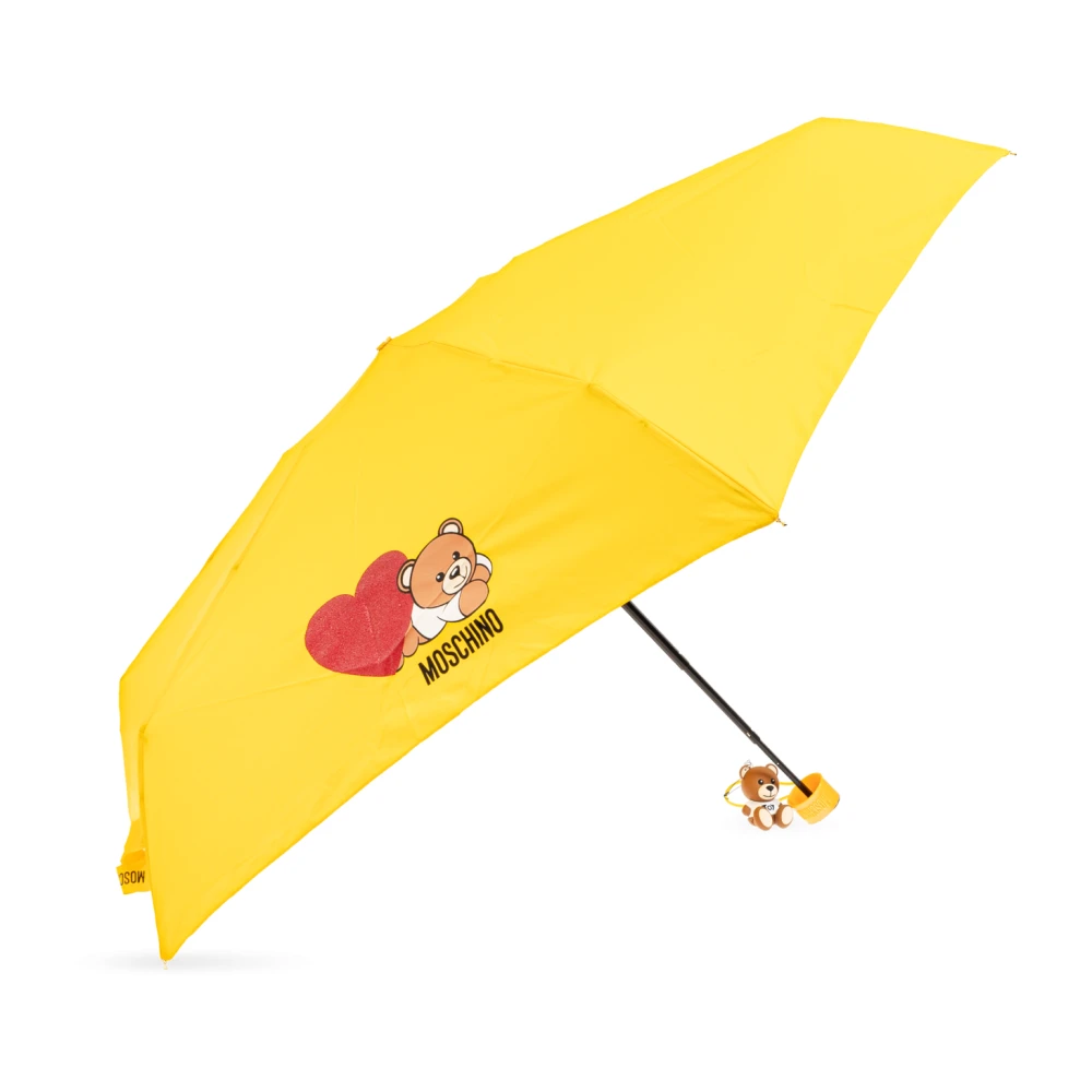 Moschino Opvouwbare paraplu met logo Yellow Unisex