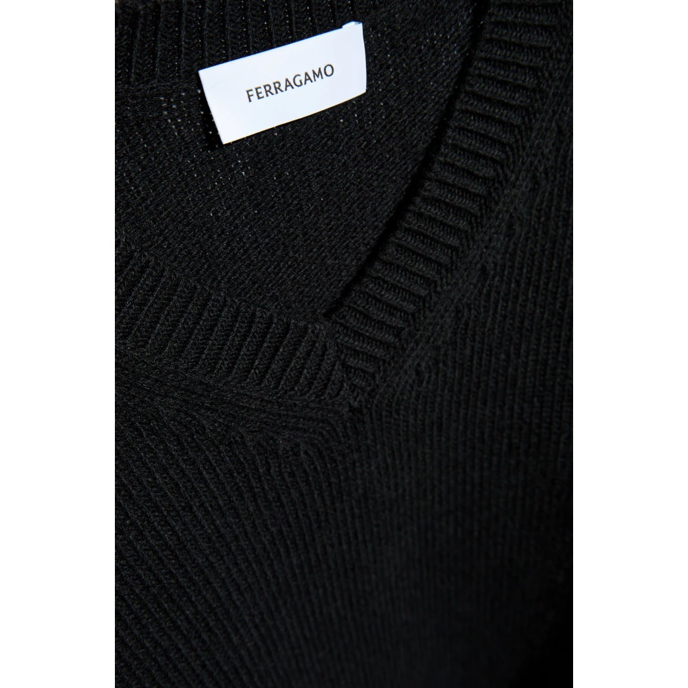 Salvatore Ferragamo V-hals trui Black Heren