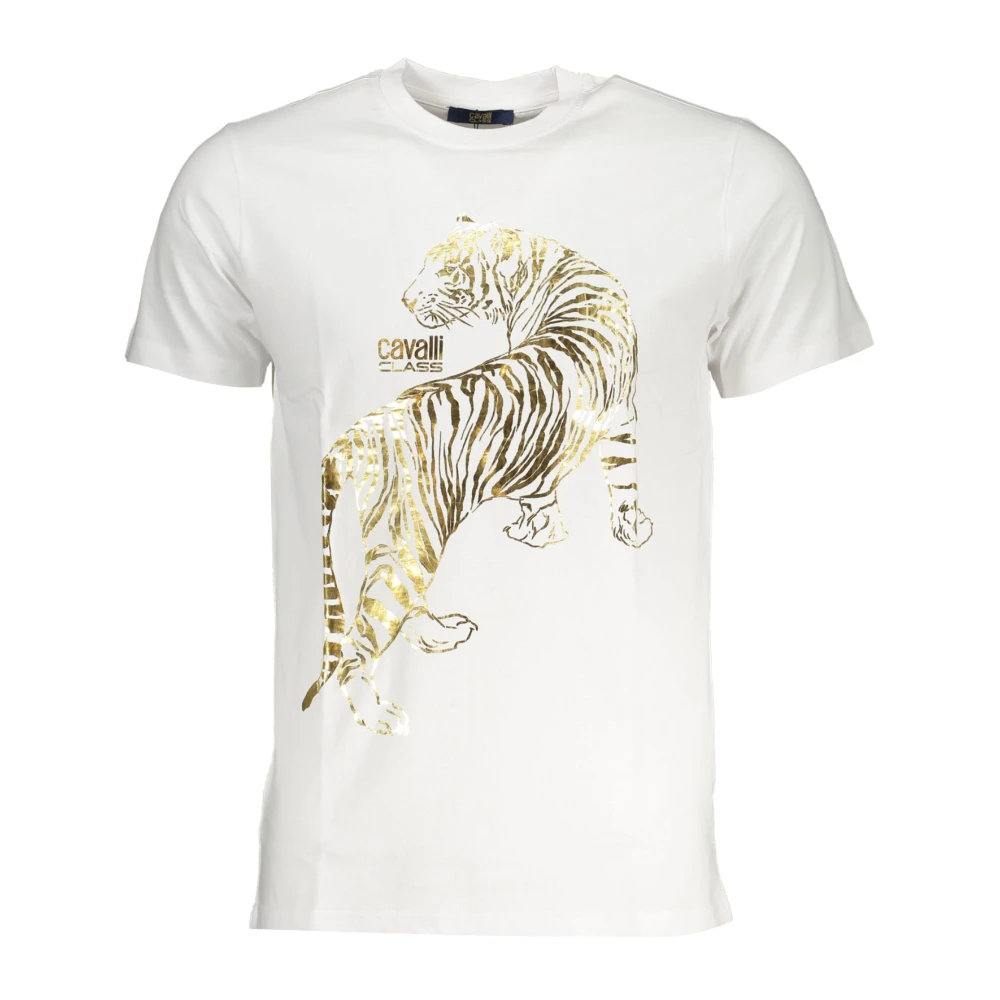 Cavalli Class , T-Shirts, Male, White, Xl, Short Sleeve Men's White T-Shirt