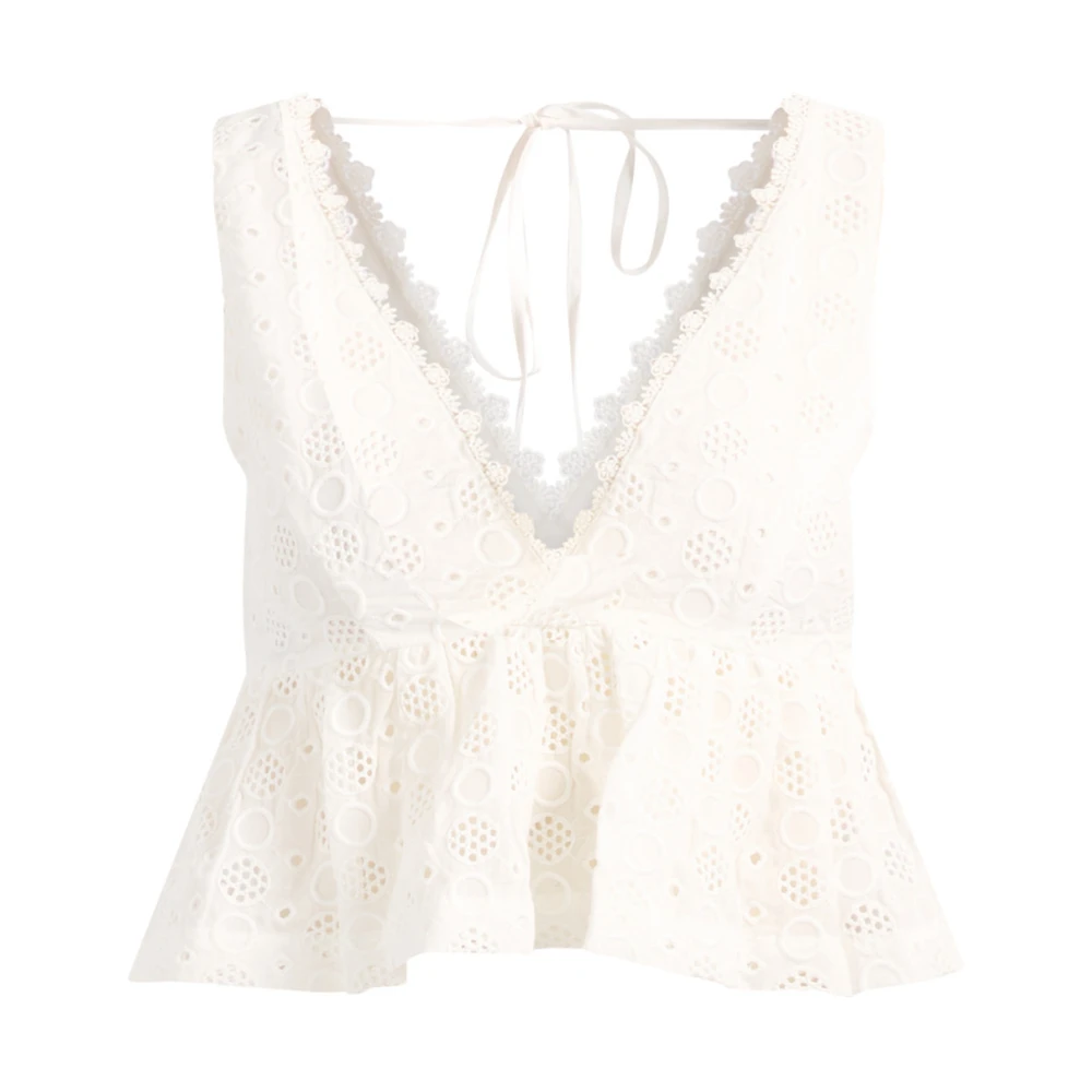 Pinko Women's White Sleeveless Tops, Xs, Kiersten