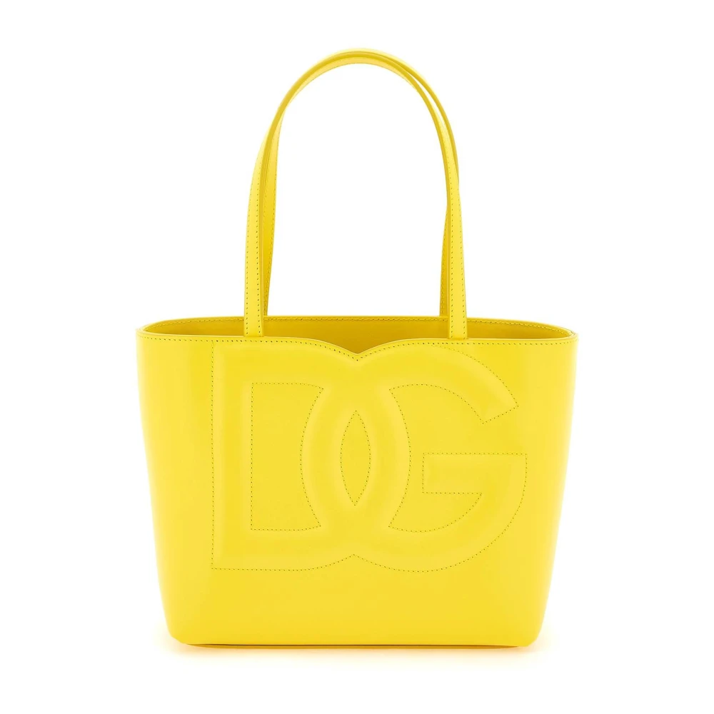 Dolce & Gabbana Leren Tote Bag met Logo Yellow Dames
