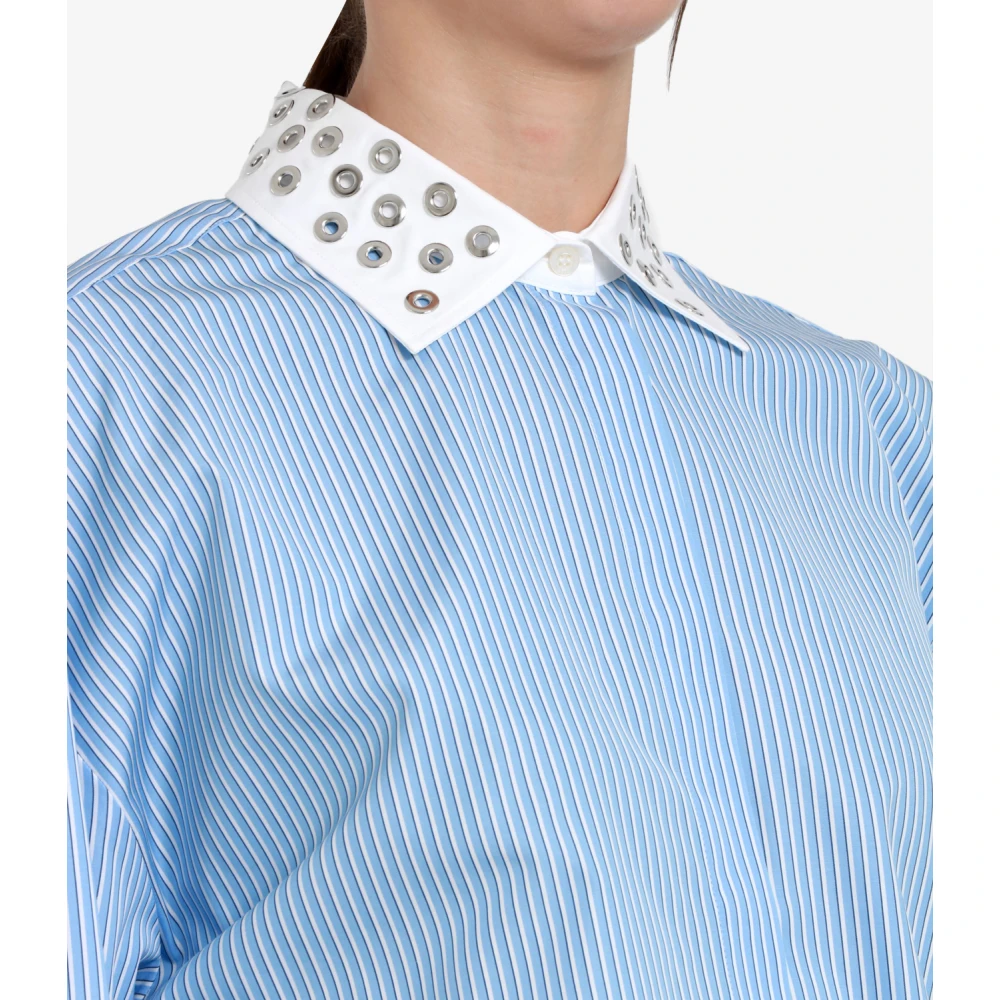 Msgm Gestreept Katoenen Shirt Lichtblauw Blue Dames
