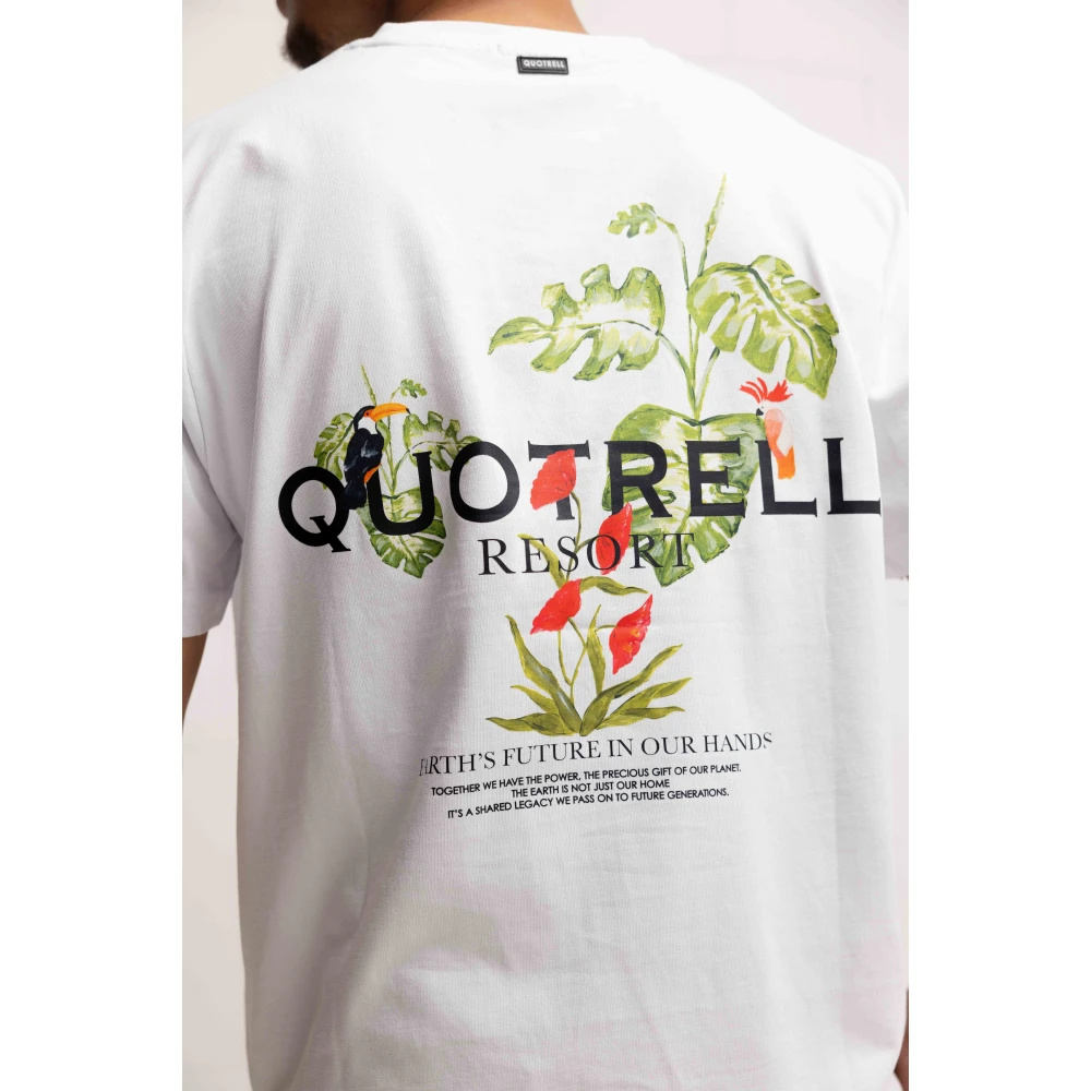 Quotrell Bloemen T-shirt Heren Wit White Heren