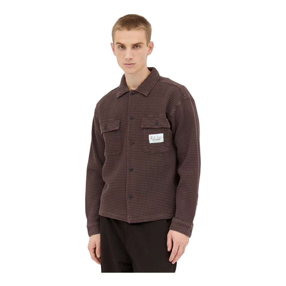 Brain Dead Katoenen Wafel Gebreide Overhemd Brown Heren