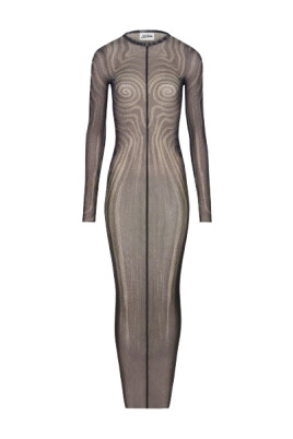 black-printed-spiral-clung-dress