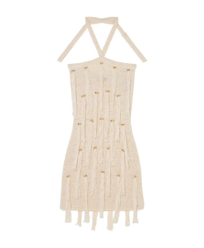 robe-beige-a-franges-et-col-halter