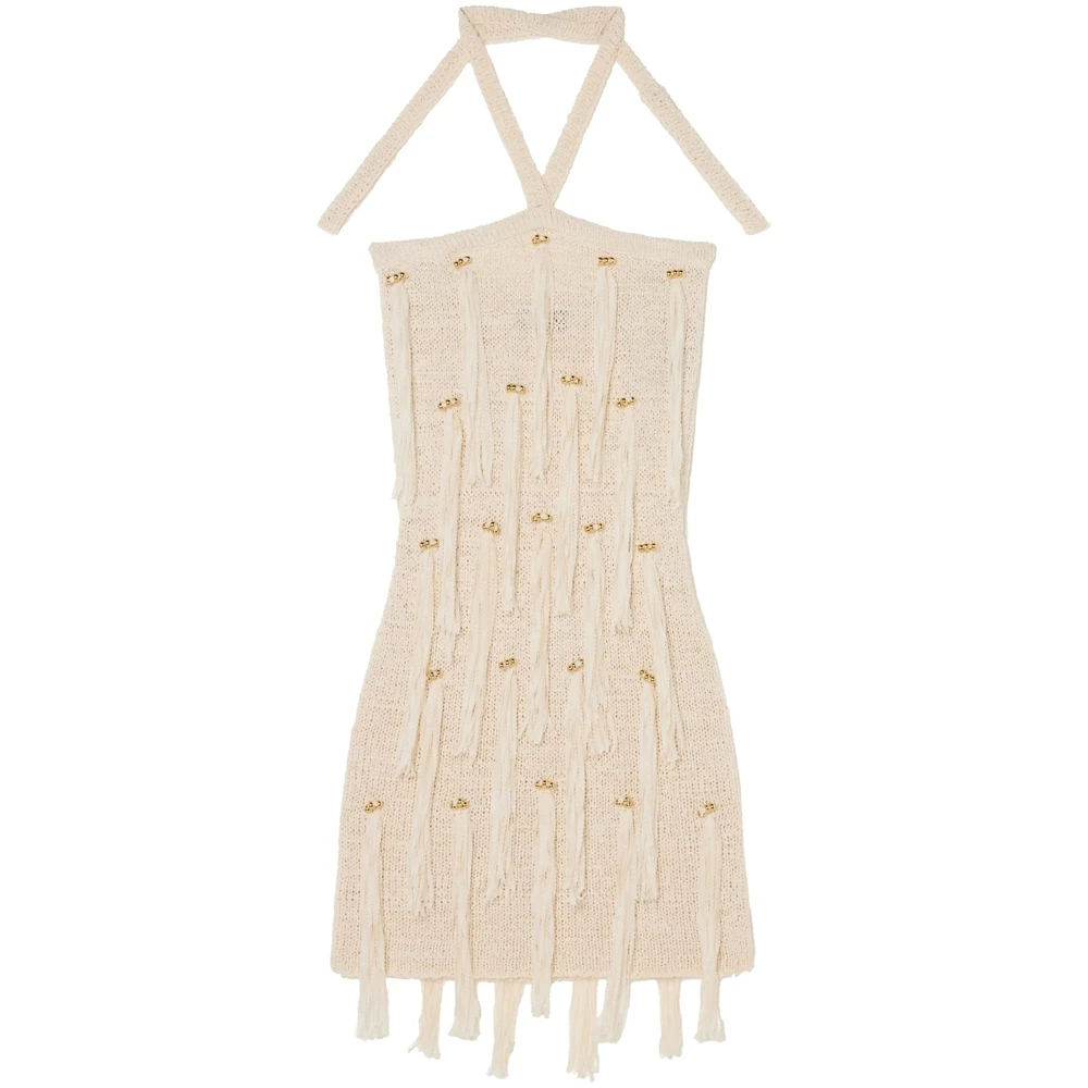 Alanui Beige Fringe Halternek Jurk Beige Dames