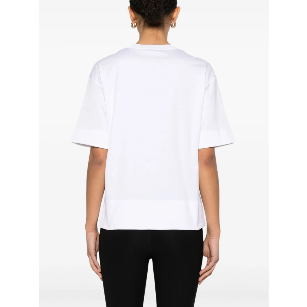 Max Mara Witte Crew Neck T-shirts met Logo White Dames